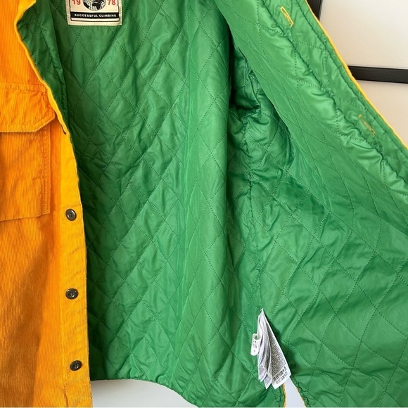 [L] Diesel Vintage Golden Yellow Corduroy Snap Down Jacket Green Quilted Lining - Picture 11 of 14